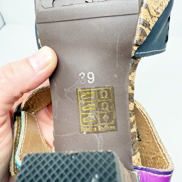 Spring Step Multicolor Leather High Heel Sandals Women's EU Size 39/US Size 8.5 - Picture 10 of 10